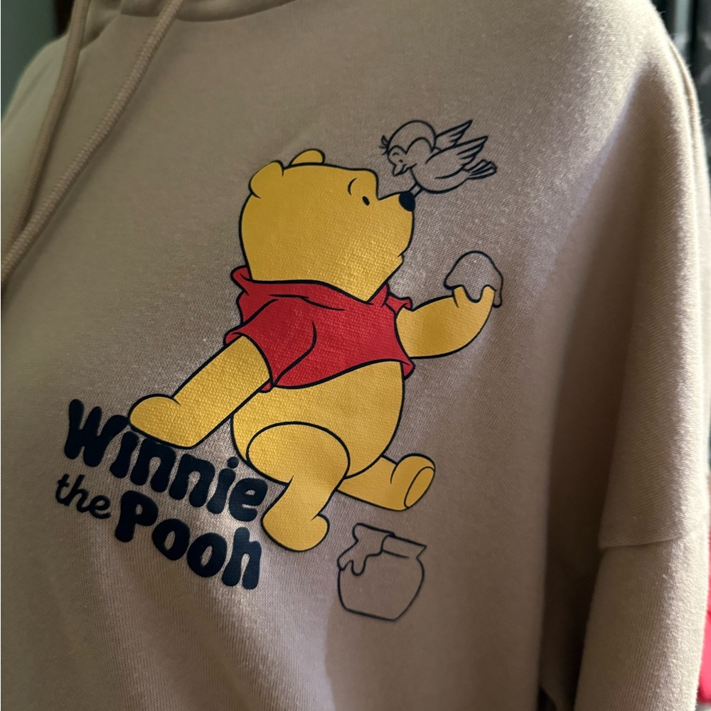 Disney Tan Winnie the Pooh Women's Hoodie  Size L - Picture 8 of 12